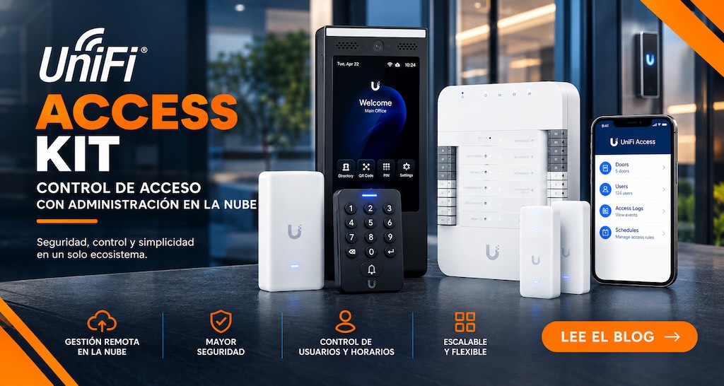 Kit de control de acceso UniFi Access con hub, lectores y tarjetas NFC
