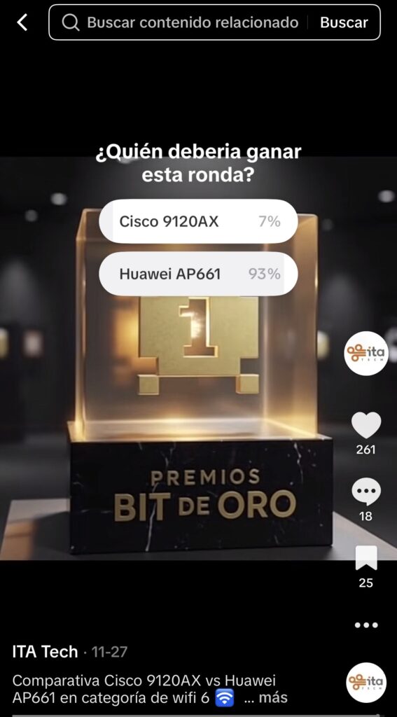votación pública en tiktok de huawei ekit vs cisco