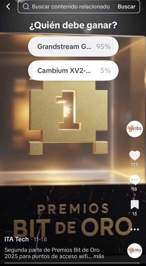 votación del público de tiktok de grandstream VS Cambium