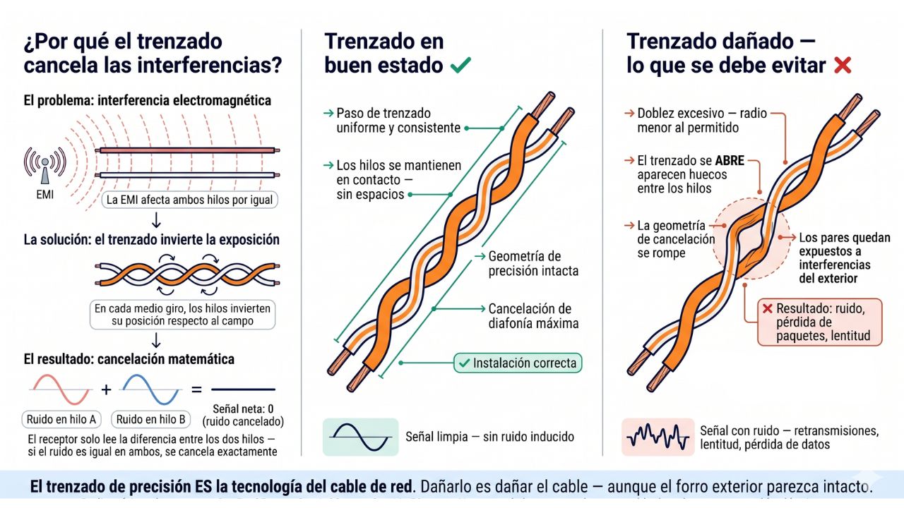 ¿cuál es la función del trenzado en un cable de red?