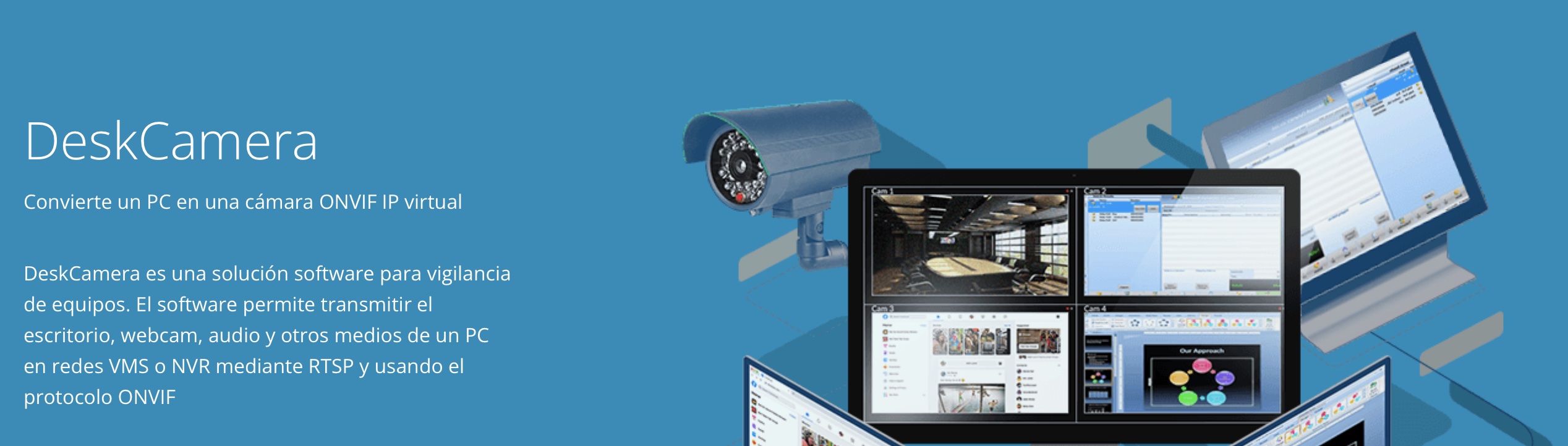 Deskcamera permite grabar la pantalla de una computadora windows directo a un NVR grabador de cámaras de seguridad