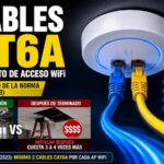 Punto de acceso WiFi empresarial conectado con dos cables categoría 6A conforme al estándar TIA-568.1-E-1 para nuevas instalaciones comerciales.