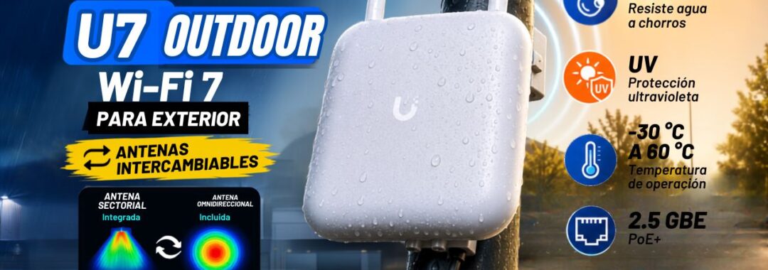 UniFi U7 Outdoor WiFi 7 para exterior con antenas intercambiables